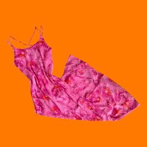 90's 00's vintage pink floral chiffon y2k maxi dress Size 10